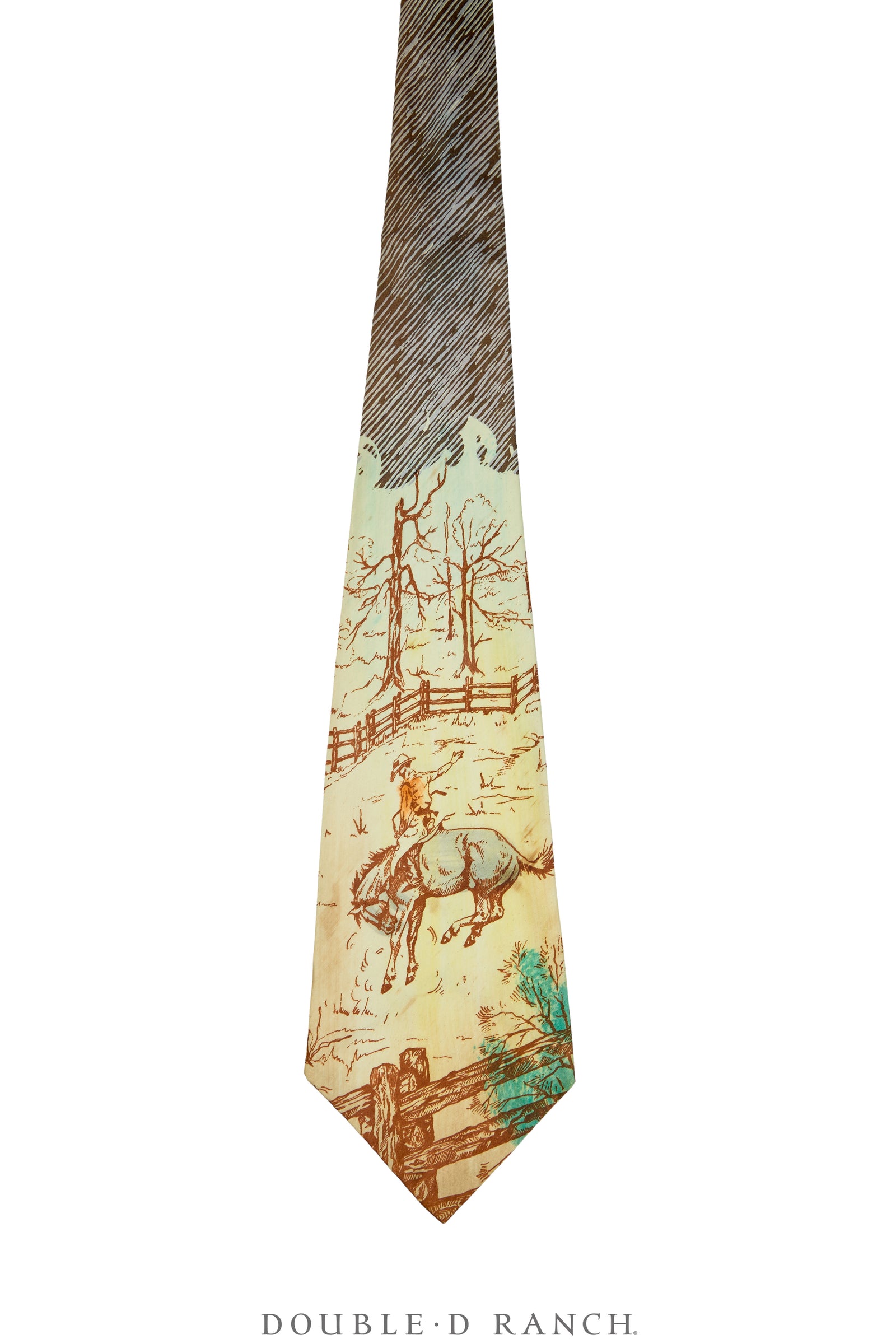 Miscellaneous, Necktie, Western, Hand-Painted, Vintage, 1294