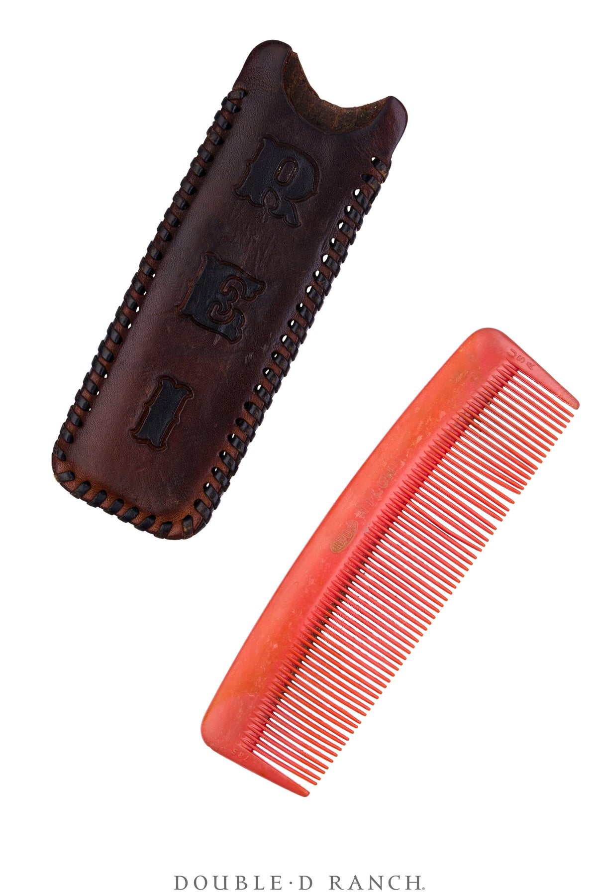 Miscellaneous, Comb In Tooled Leather Sheath, Vintage, 1385