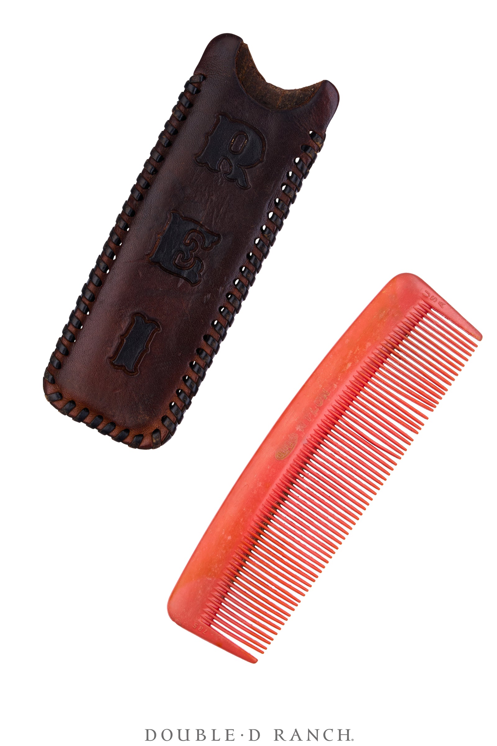 Miscellaneous, Comb In Tooled Leather Sheath, Vintage, 1385