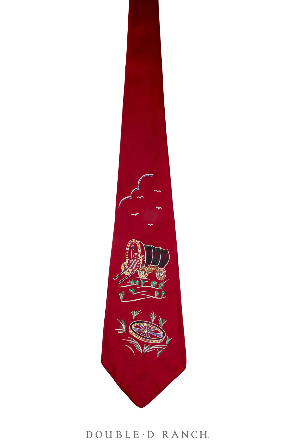 Miscellaneous, Necktie, Western, Hand-Painted, Silk, Vintage, 1272