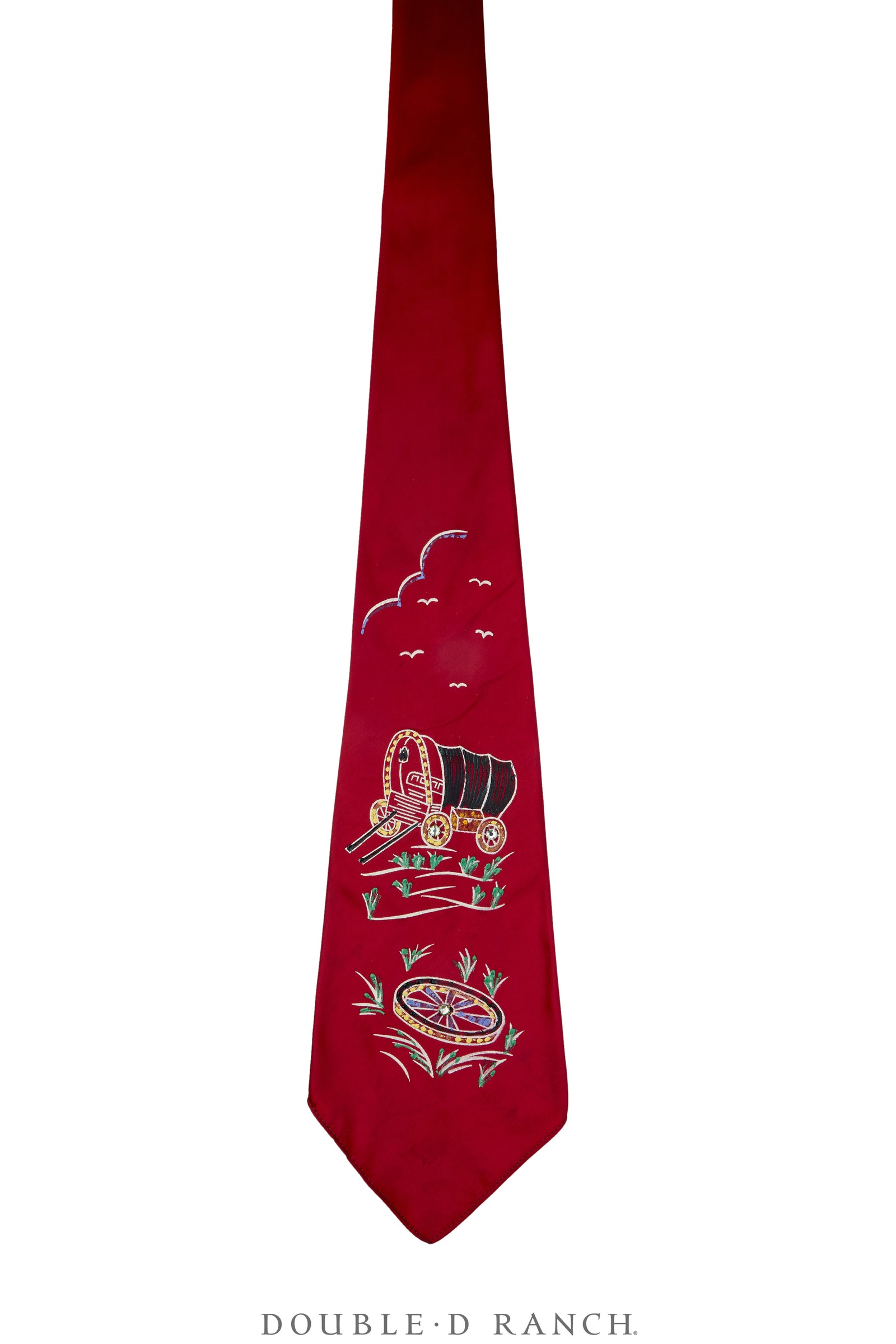 Miscellaneous, Necktie, Western, Hand-Painted, Silk, Vintage, 1272