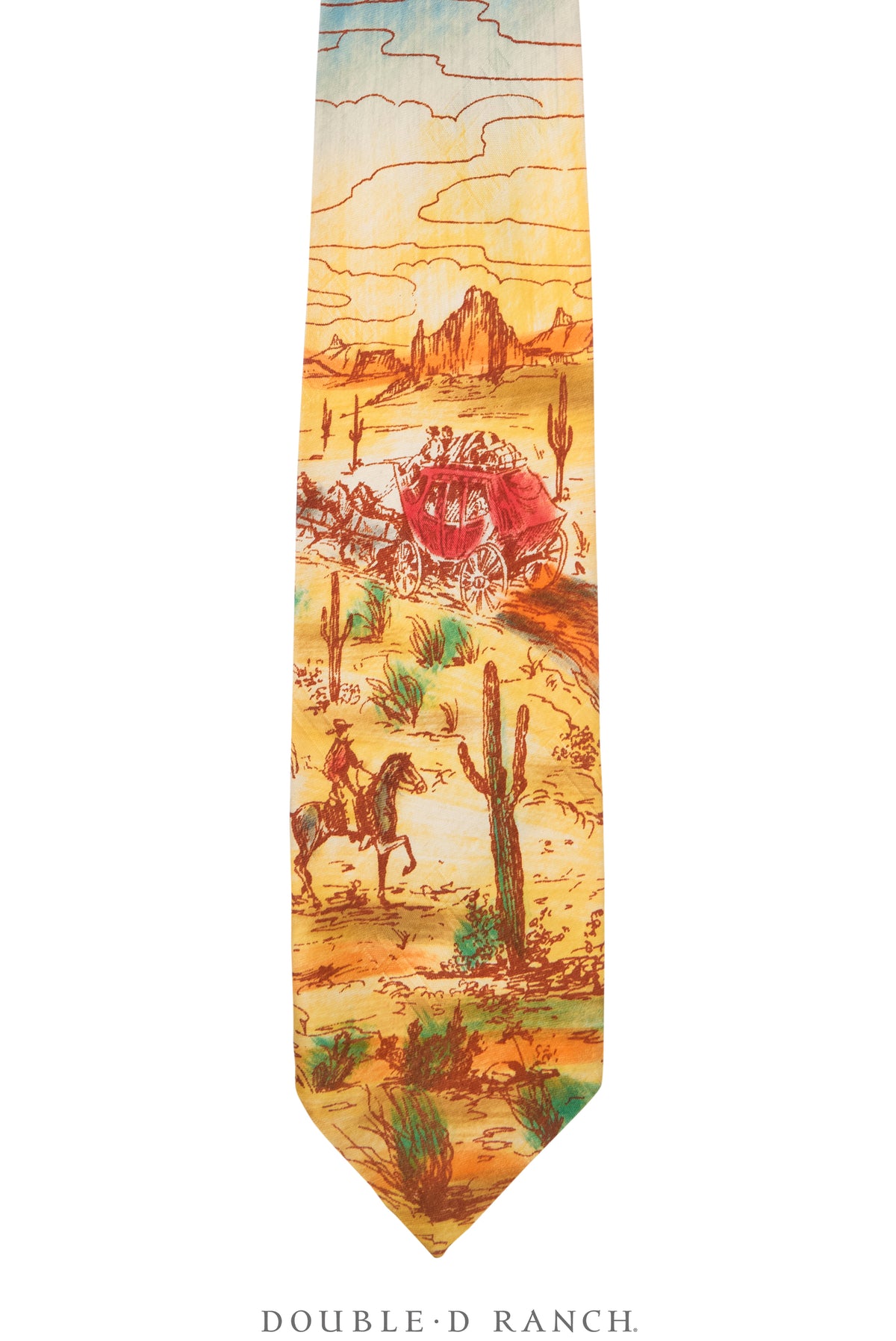 Necktie, Western, Handpainted, Cowboy in Desert, New Old Stock, 1420