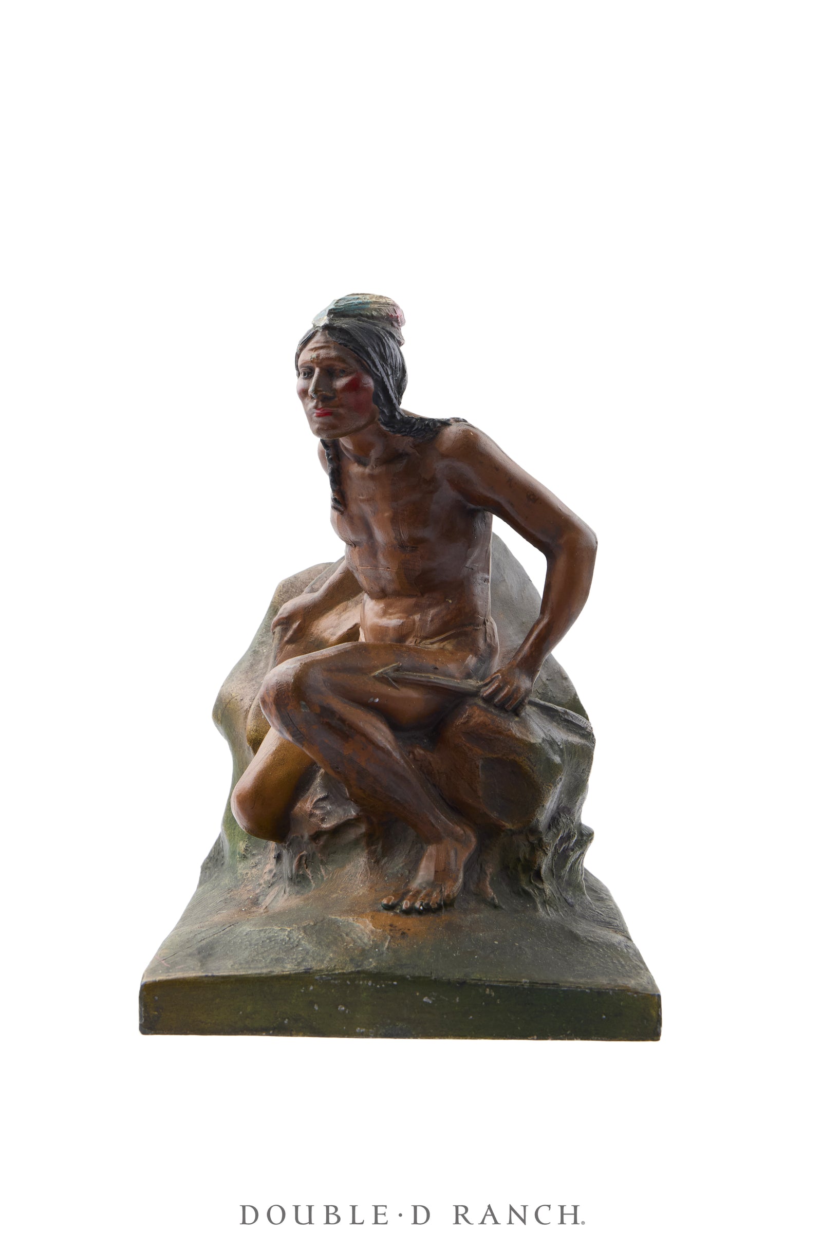 Miscellaneous, Bookends, Bronze, Polychrome, Indian Scout, Vintage ‘30s, 1443