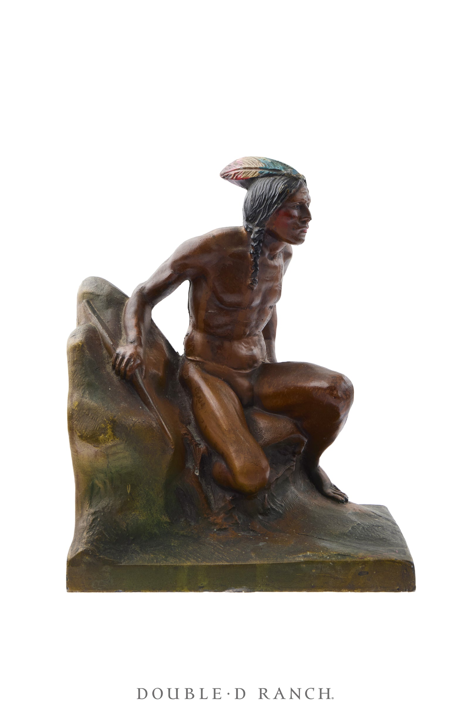 Miscellaneous, Bookends, Bronze, Polychrome, Indian Scout, Vintage ‘30s, 1443