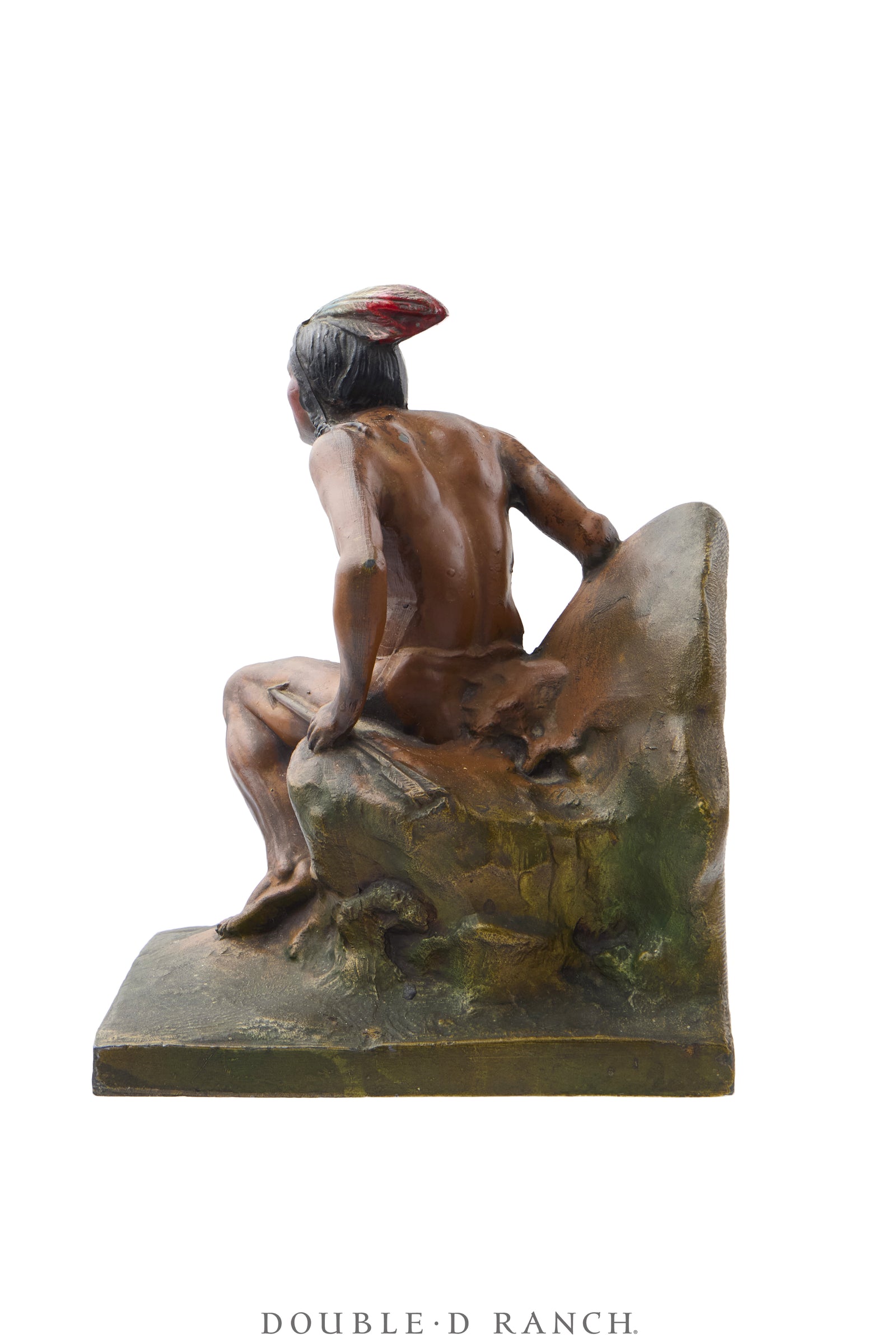 Miscellaneous, Bookends, Bronze, Polychrome, Indian Scout, Vintage ‘30s, 1443