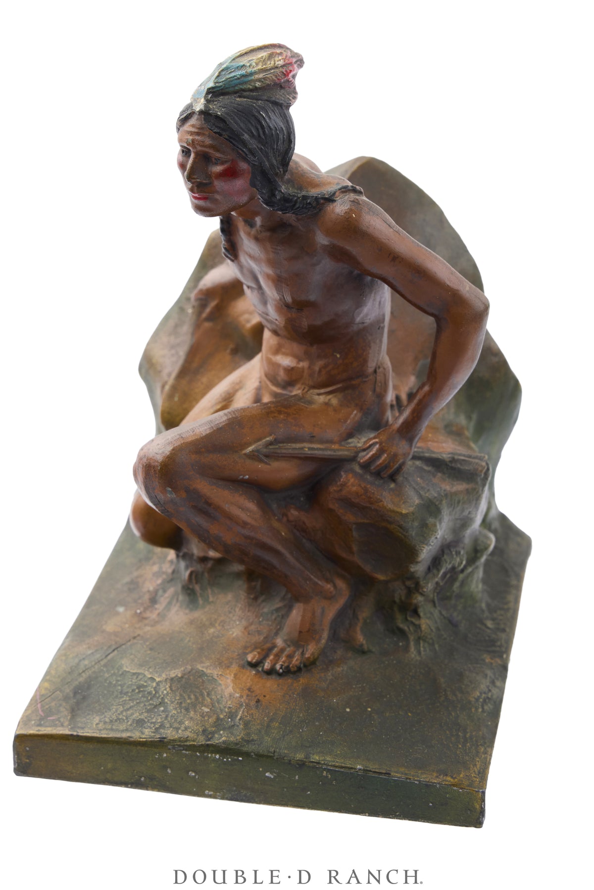 Miscellaneous, Bookends, Bronze, Polychrome, Indian Scout, Vintage ‘30s, 1443