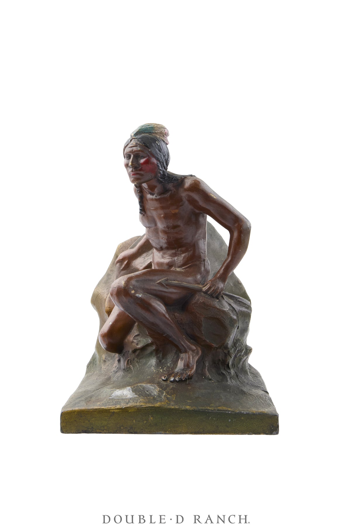 Miscellaneous, Bookends, Bronze, Polychrome, Indian Scout, Vintage ‘30s, 1443