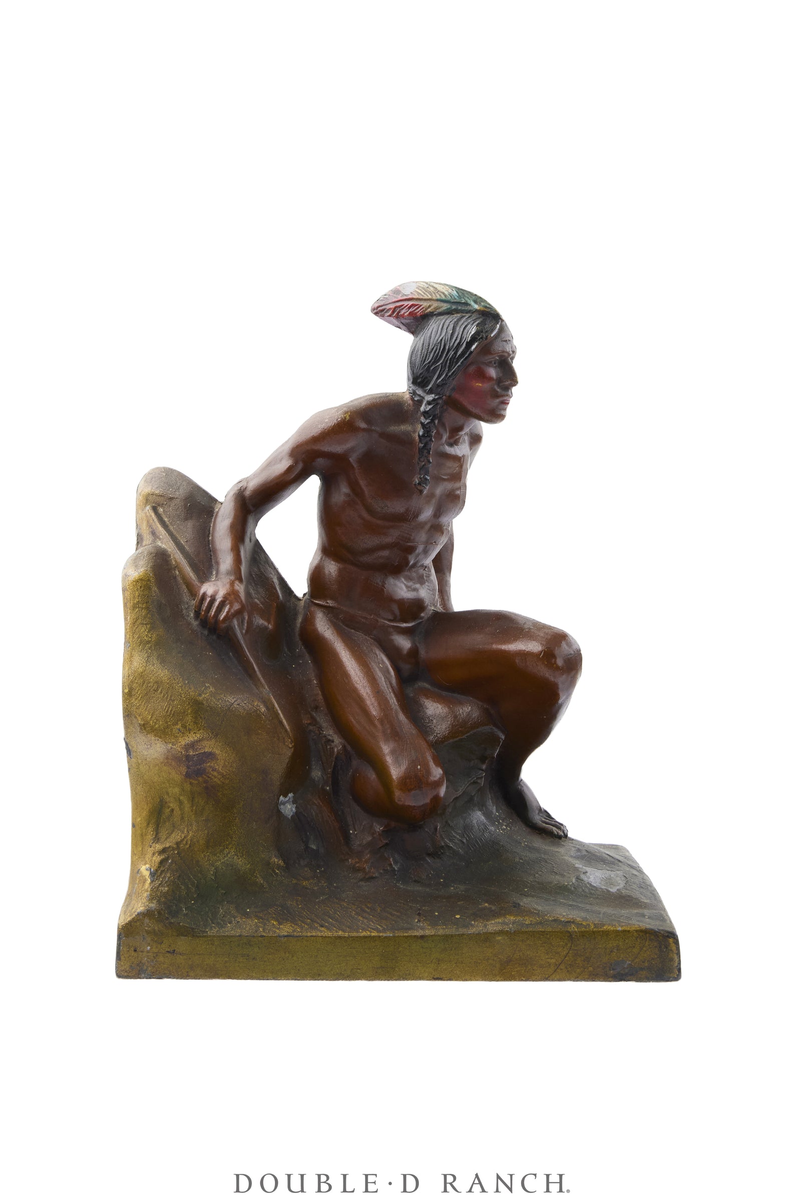 Miscellaneous, Bookends, Bronze, Polychrome, Indian Scout, Vintage ‘30s, 1443