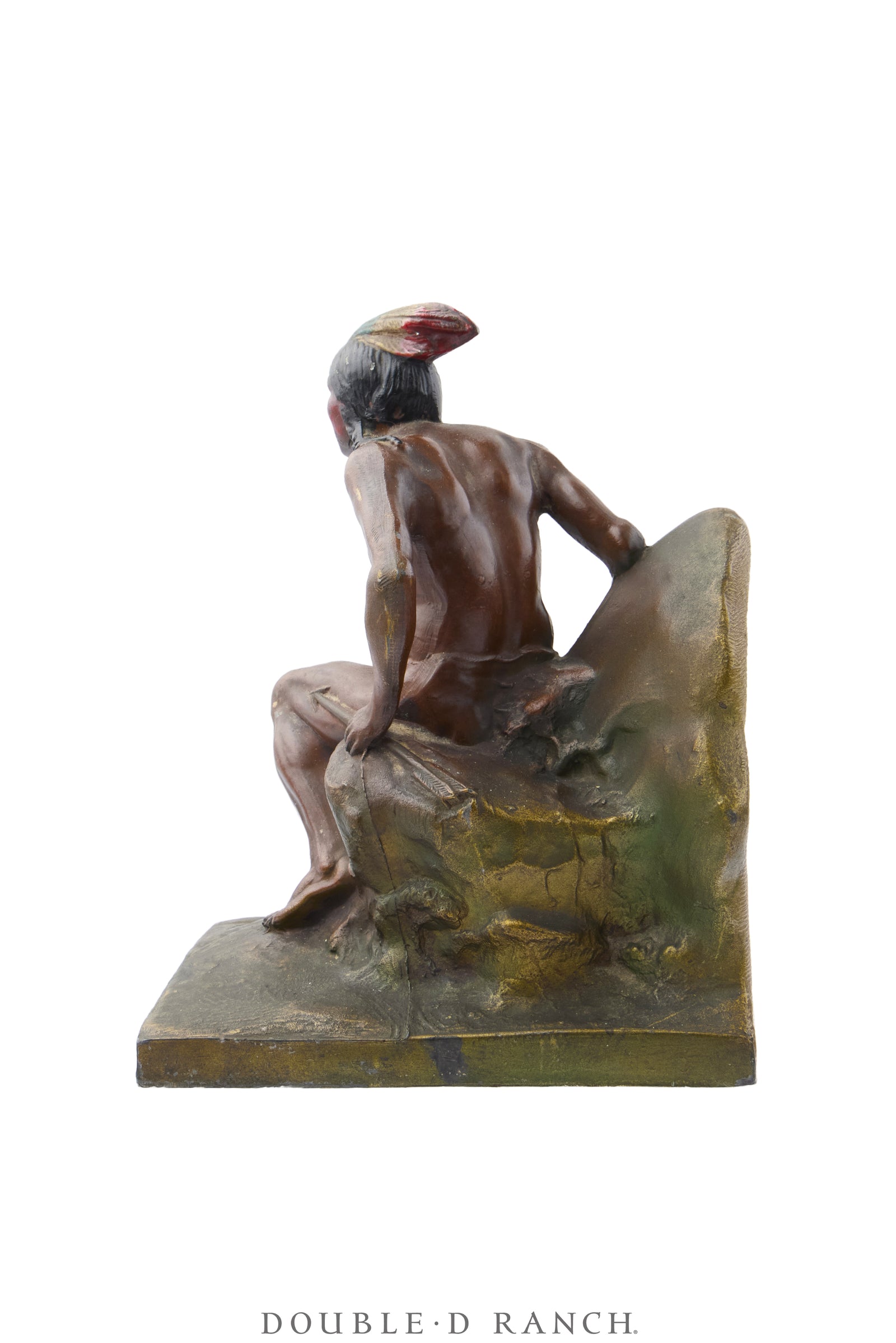 Miscellaneous, Bookends, Bronze, Polychrome, Indian Scout, Vintage ‘30s, 1443