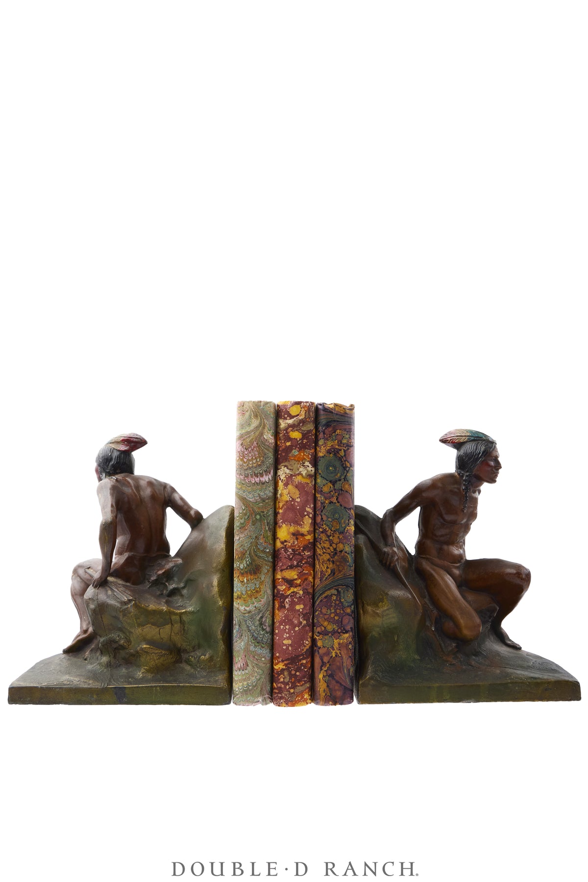 Miscellaneous, Bookends, Bronze, Polychrome, Indian Scout, Vintage ‘30s, 1443