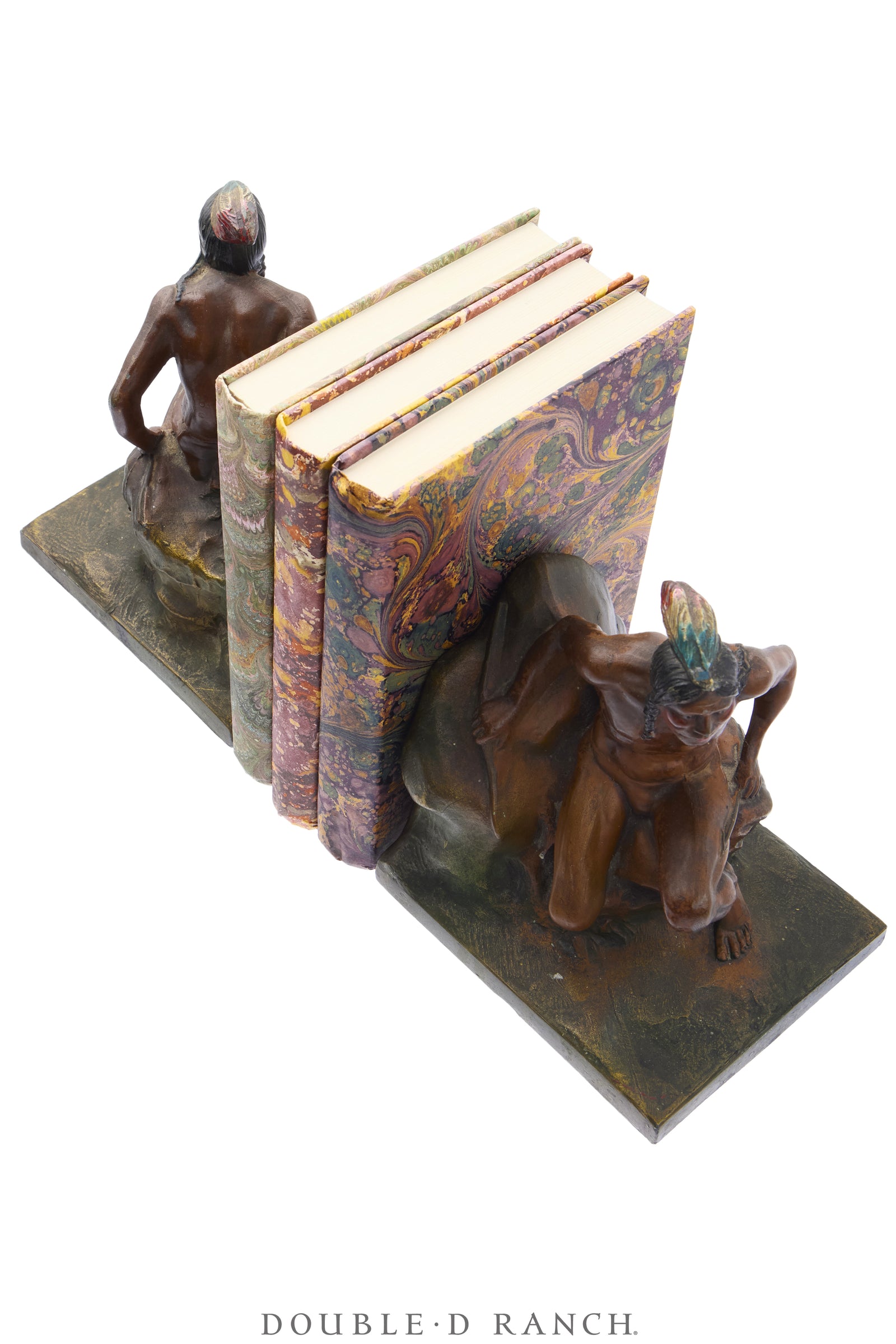 Miscellaneous, Bookends, Bronze, Polychrome, Indian Scout, Vintage ‘30s, 1443