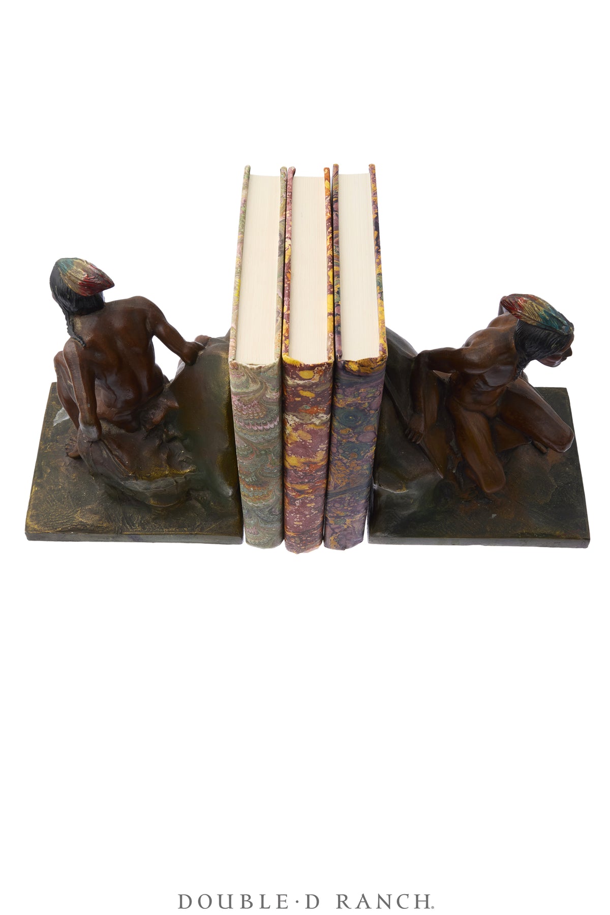 Miscellaneous, Bookends, Bronze, Polychrome, Indian Scout, Vintage ‘30s, 1443