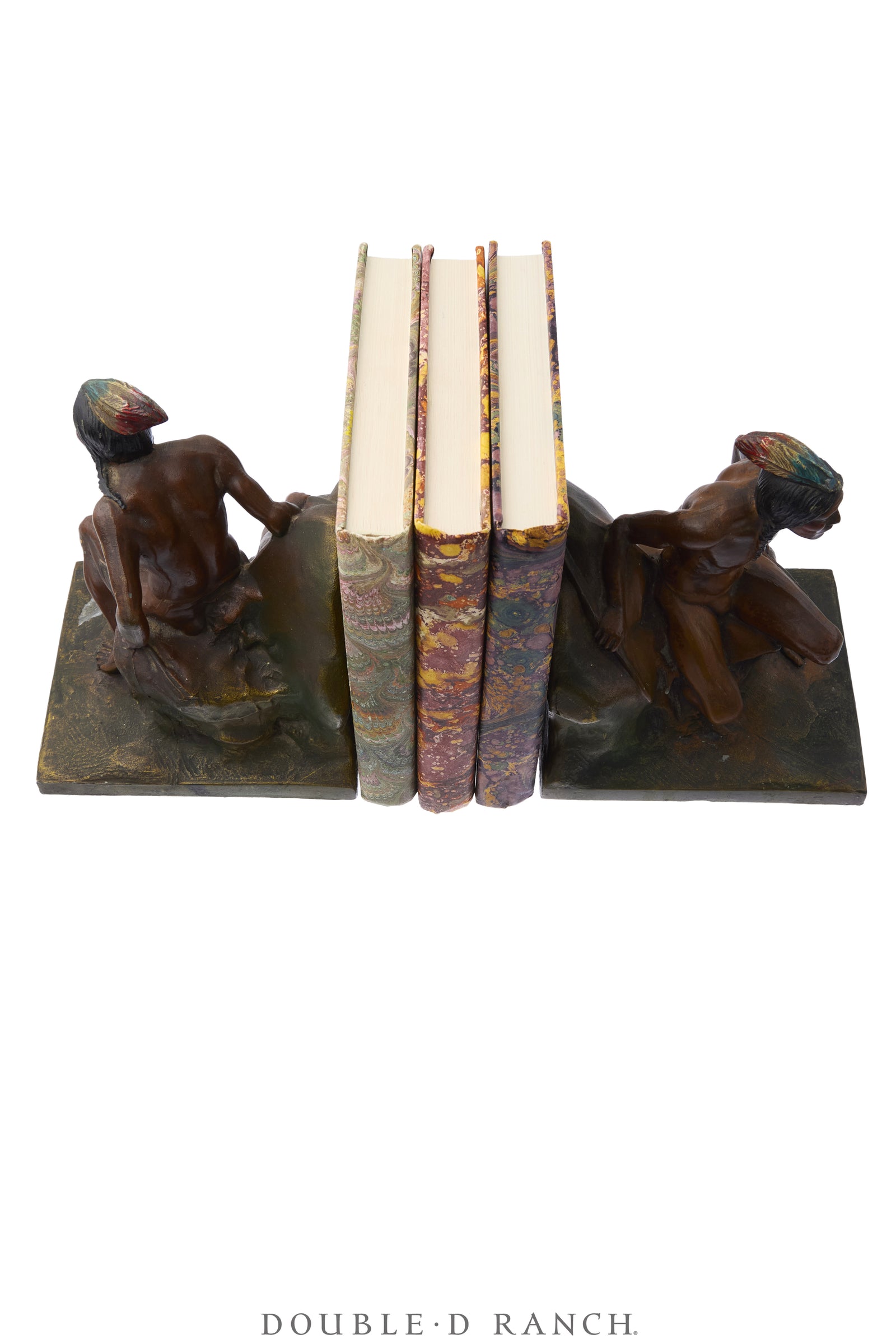 Miscellaneous, Bookends, Bronze, Polychrome, Indian Scout, Vintage ‘30s, 1443