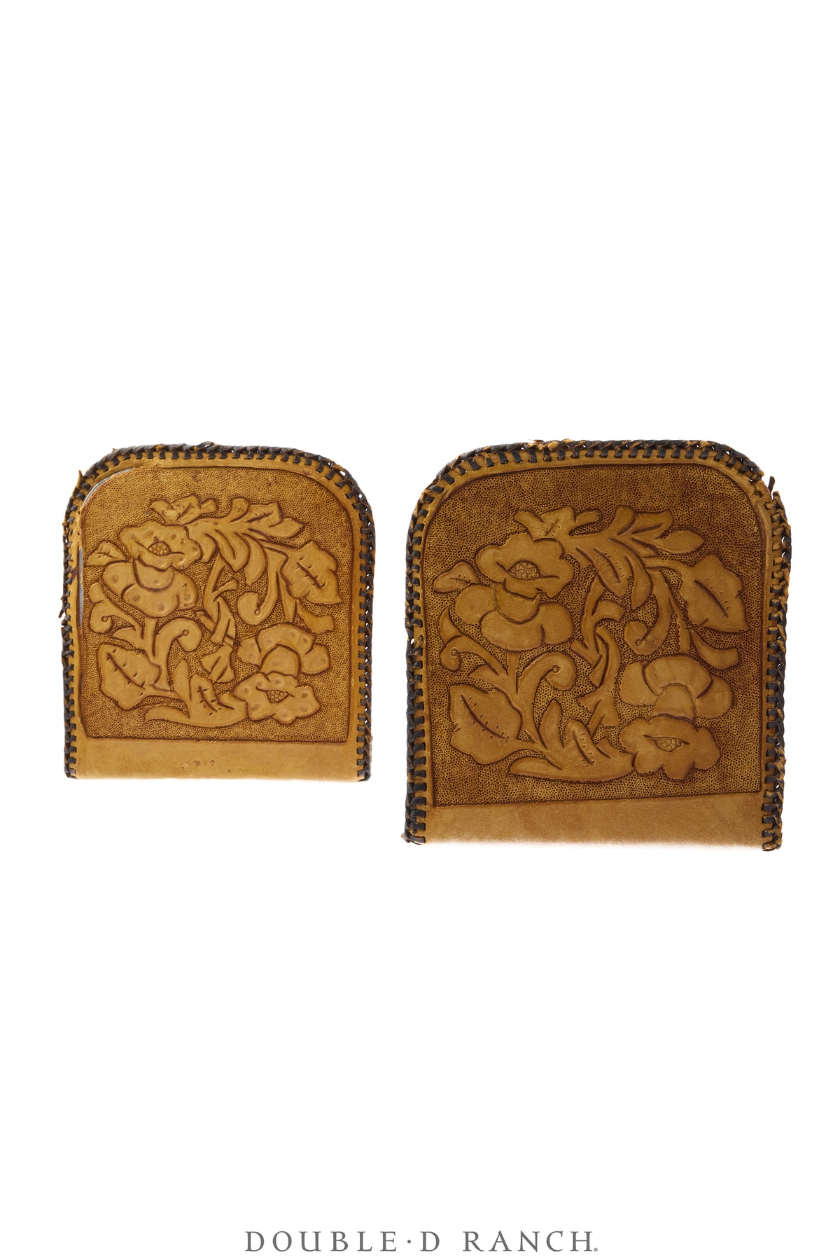 Miscellaneous, Bookends, Hand-Tooled Leather, Floral Scroll,  Vintage, 1444