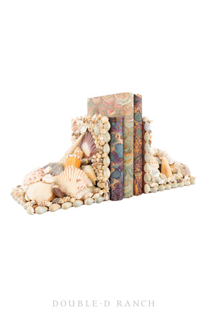 Miscellaneous, Encrusted Shell Book Ends, Vintage, 487