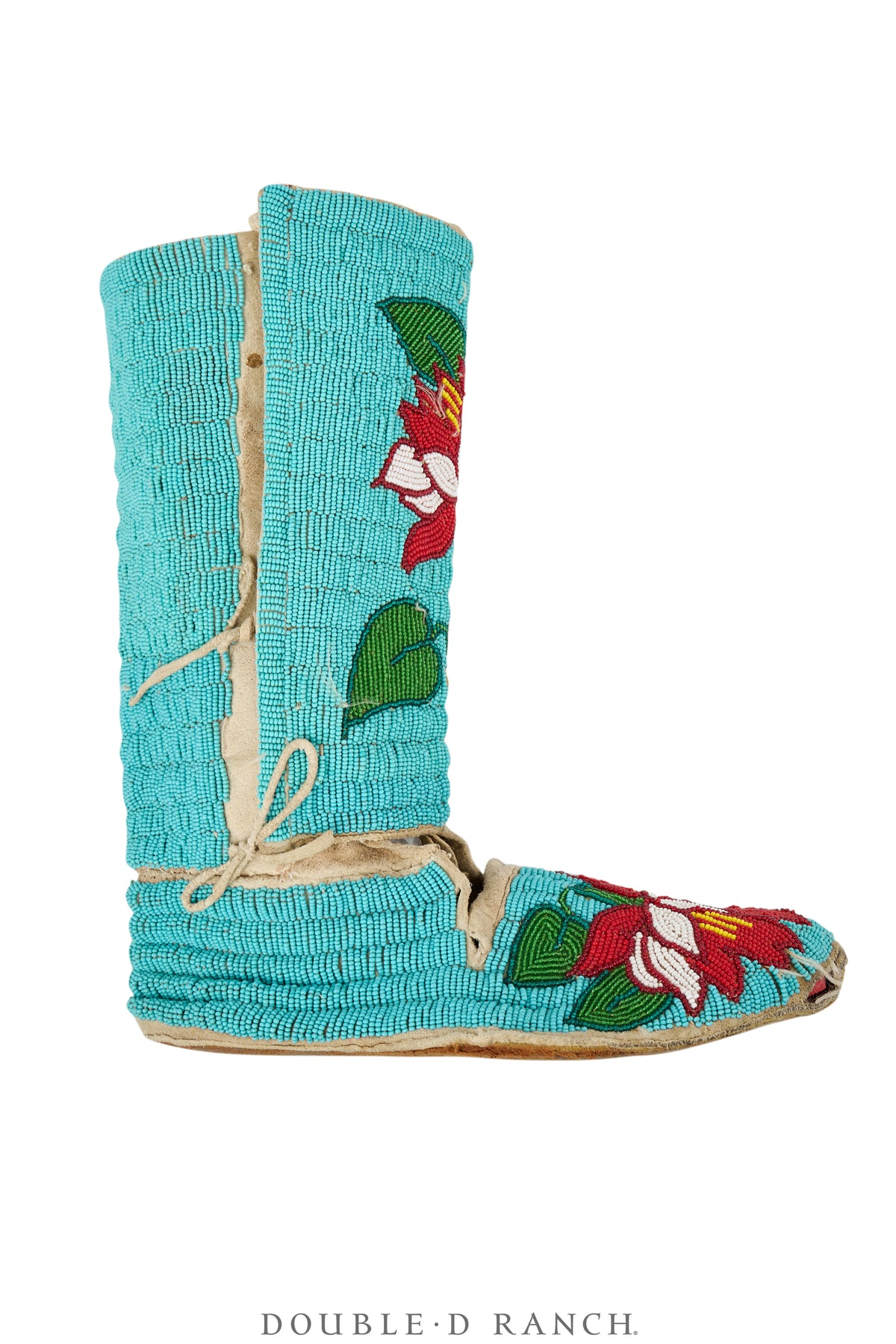 Miscellaneous, Artifact, Moccasins, Beaded, Northern Plains, Floral Motif, Tall, Vintage, 1408