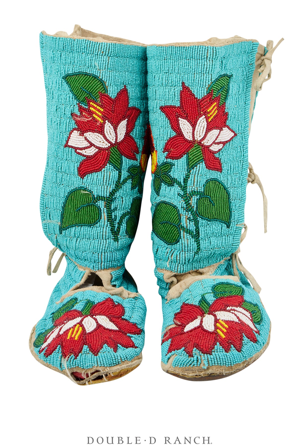Miscellaneous, Artifact, Moccasins, Beaded, Northern Plains, Floral Motif, Tall, Vintage, 1408