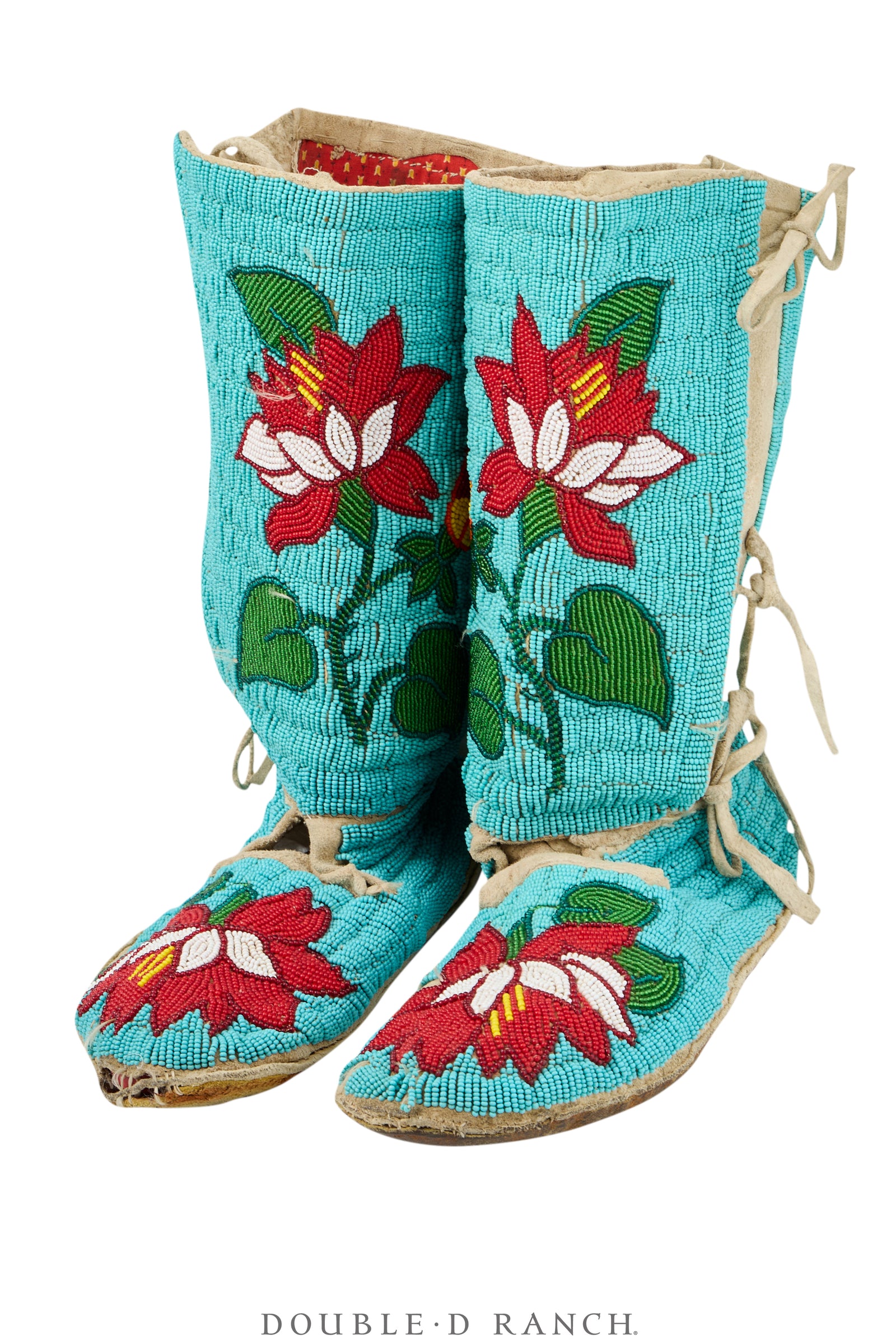 Miscellaneous, Artifact, Moccasins, Beaded, Northern Plains, Floral Motif, Tall, Vintage, 1408