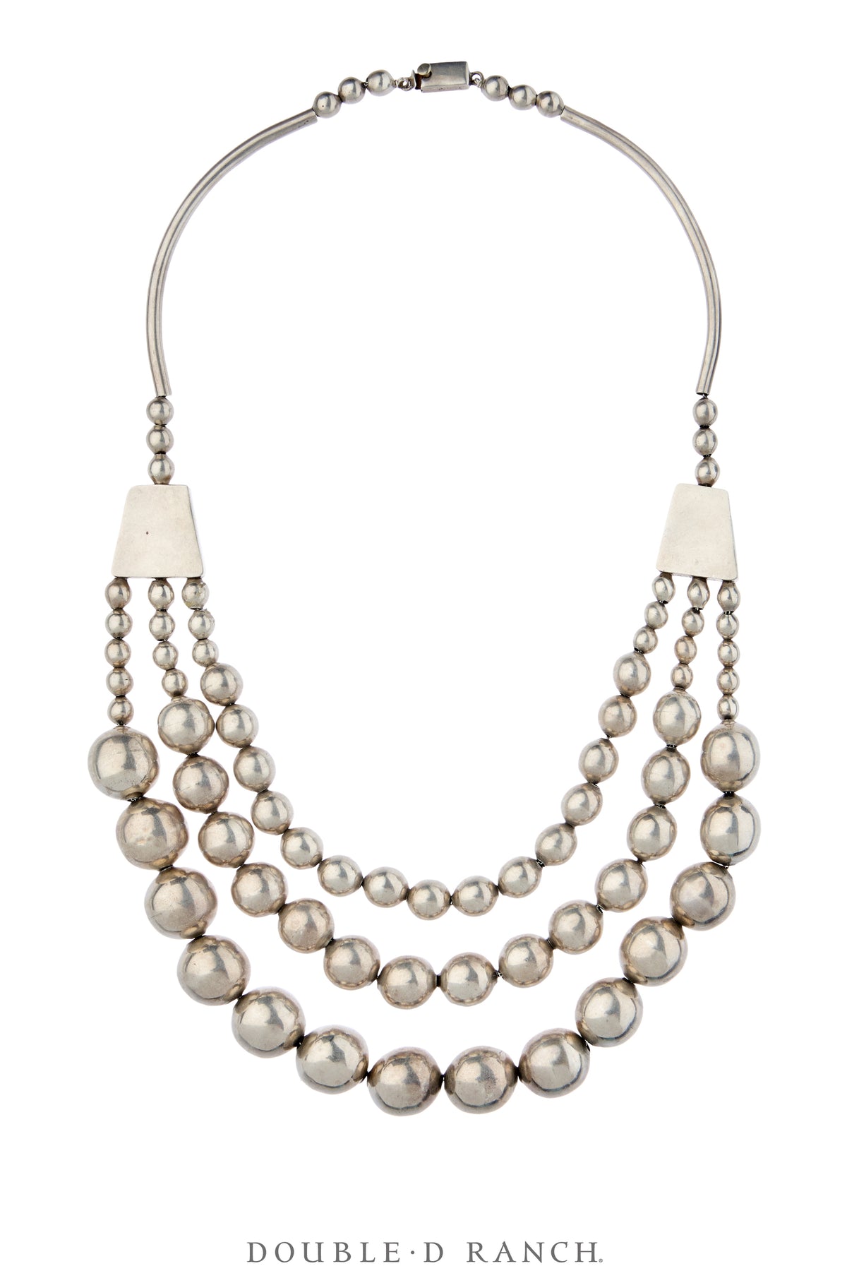 Necklace, Desert Pearls, Sterling Silver, Triple Graduated Strand, Vintage, 3926