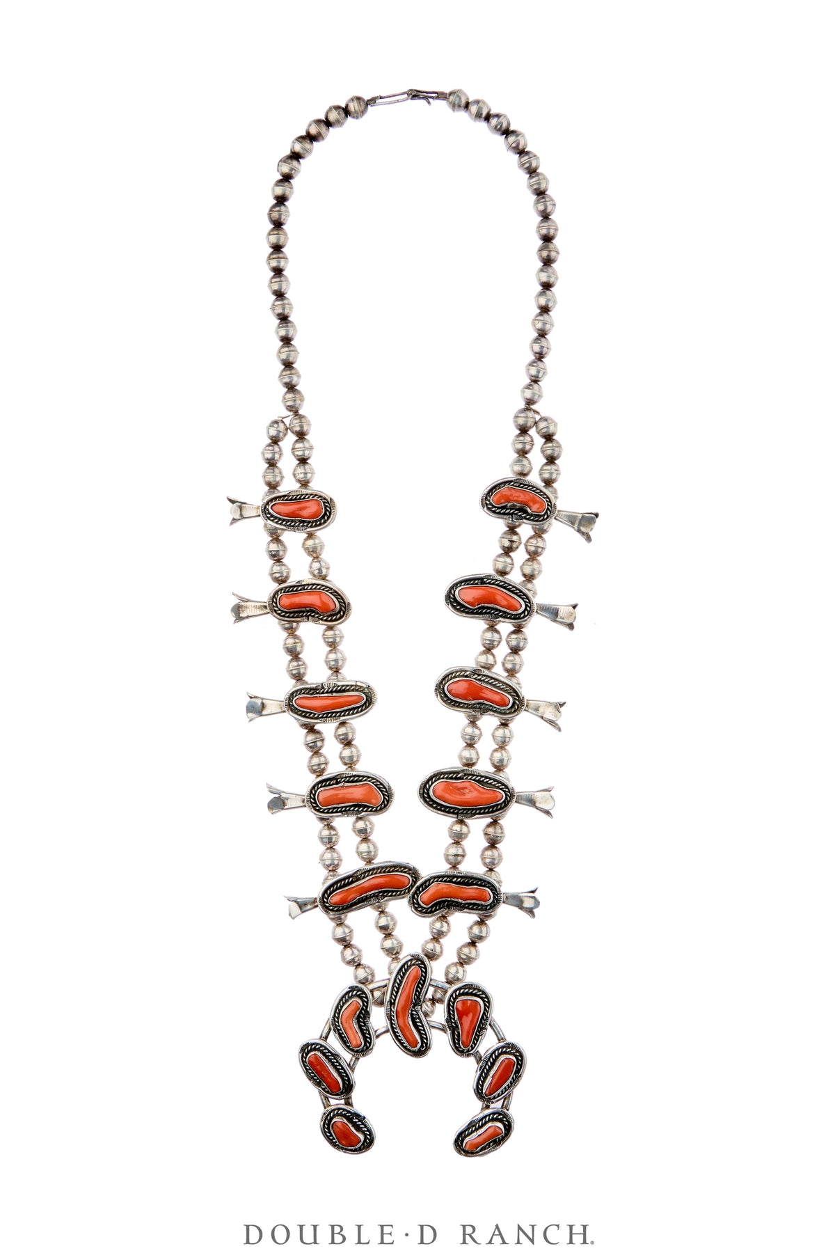 Necklace, Squash Blossom, Coral, Vintage ‘70s, 3929