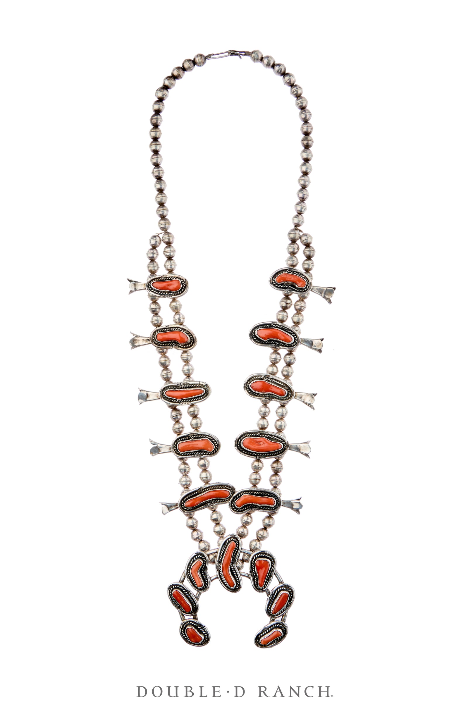 Necklace, Squash Blossom, Coral, Vintage ‘70s, 3929