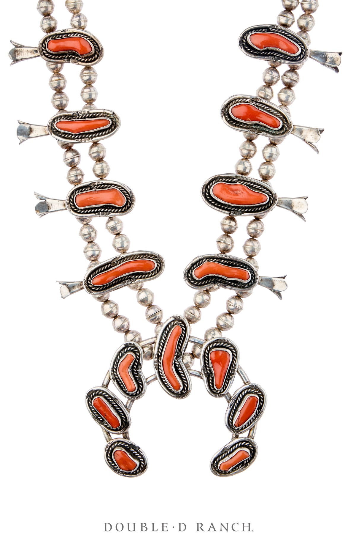 Necklace, Squash Blossom, Coral, Vintage ‘70s, 3929