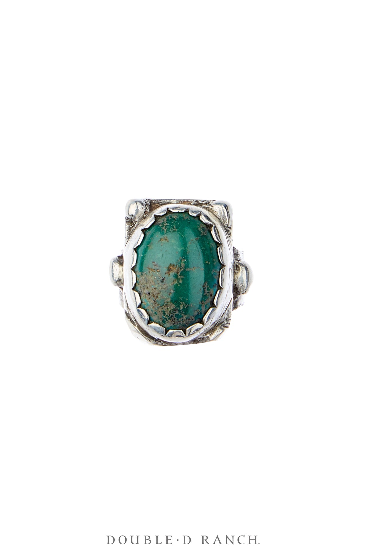 Ring, Natural Stone, Turquoise & Coin Silver, Sans Hallmark, Vintage Early 20th, 2137