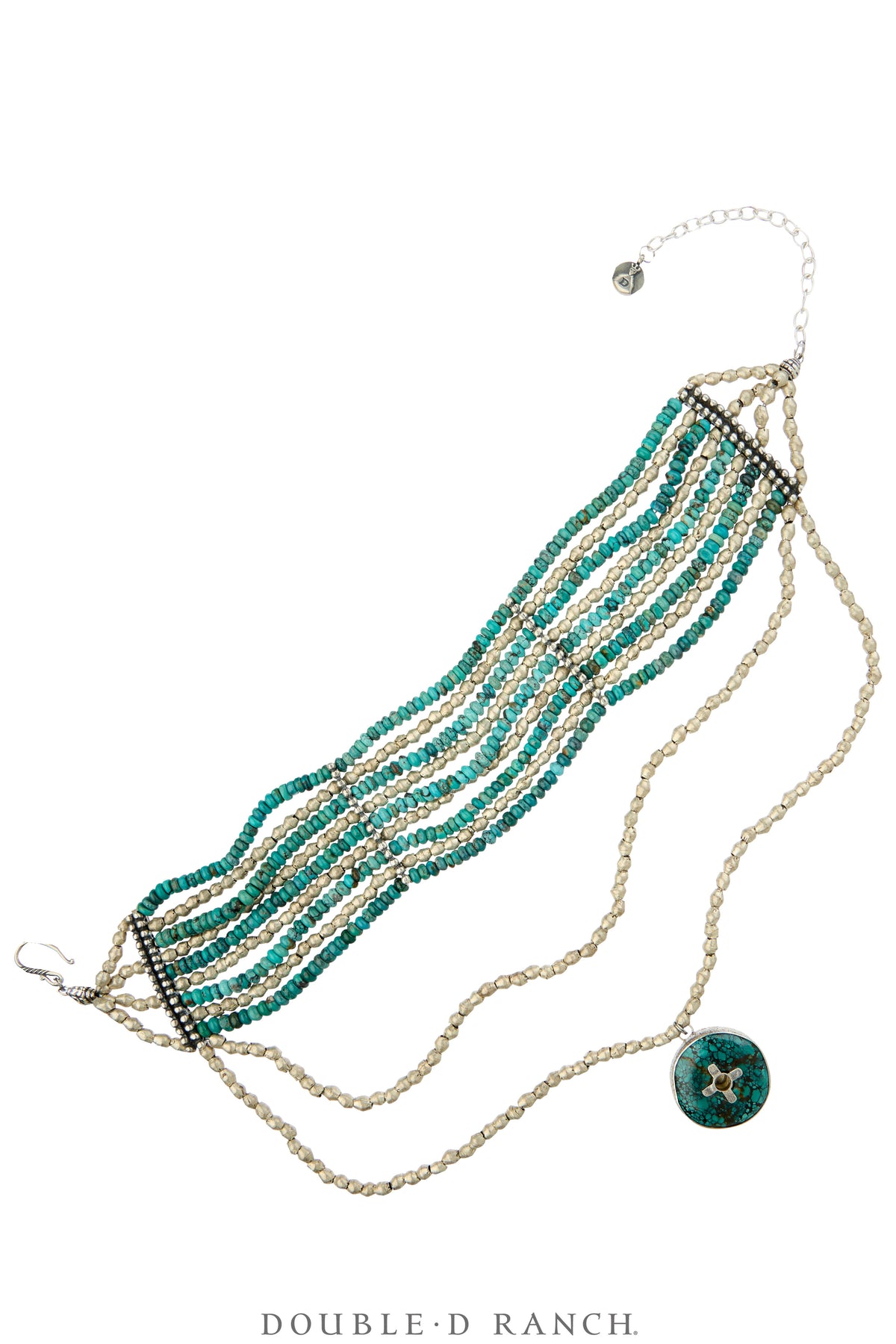 Necklace, MB, Choker, Roi, Turquoise With Turquoise Disc, Contemporary, 101B