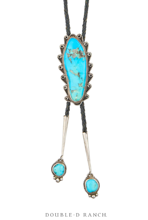 Bolo, Natural Stone, Turquoise, Turquoise Tips,  Sans Hallmark, Vintage, 4039
