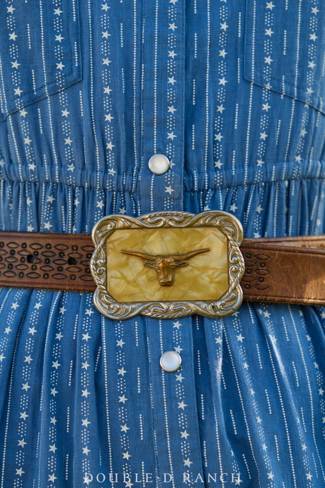 Belt, A Vintage, Buckle, Western Kitsch, Lucite, Longhorn, Vintage, 1108
