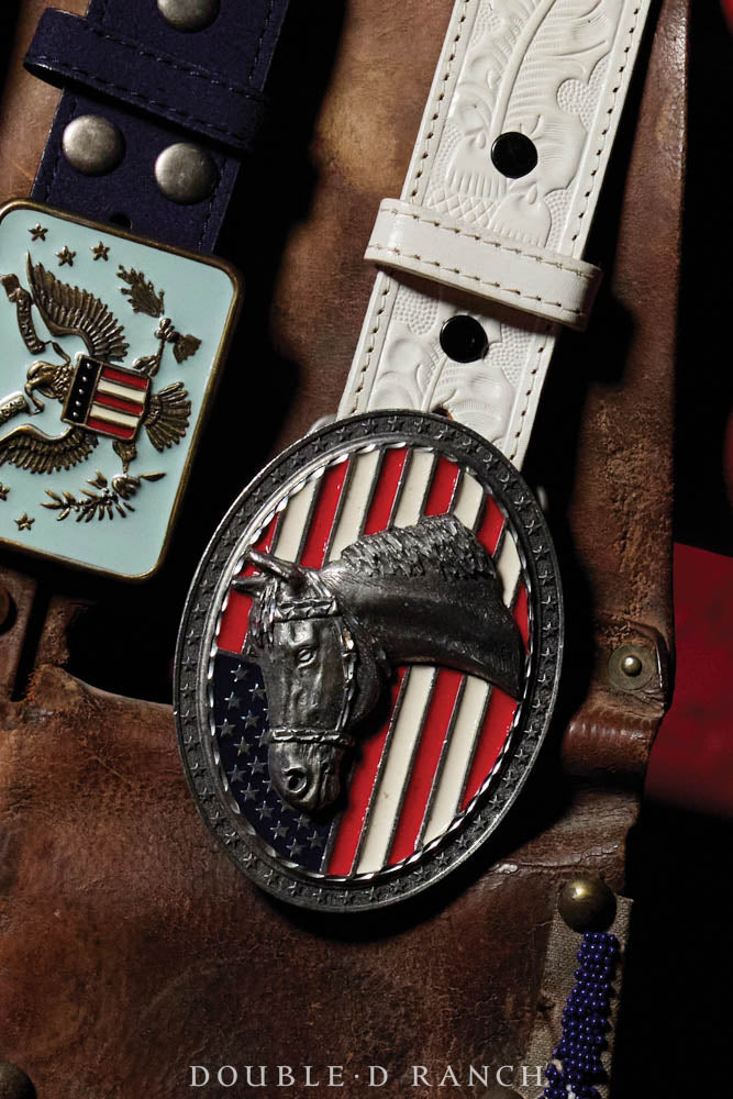 Belt, A Vintage, Buckle, Kitsch, Patriotic Horse, Hallmark, Vintage, 908