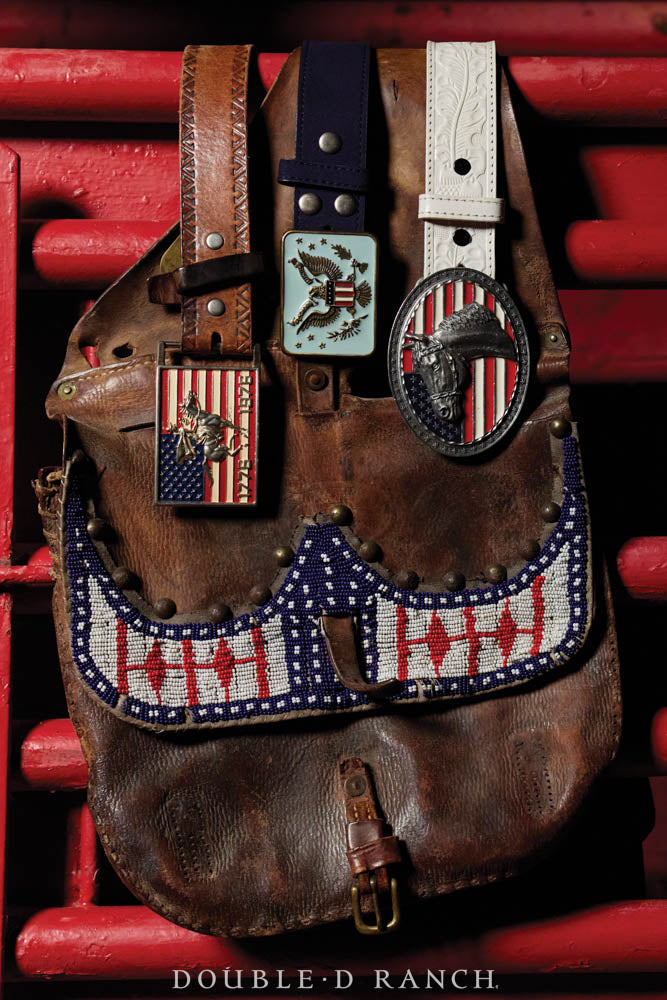 Bag, Saddle Bags, US Cavalry, Patriotic Beadwork, Vintage, 1207