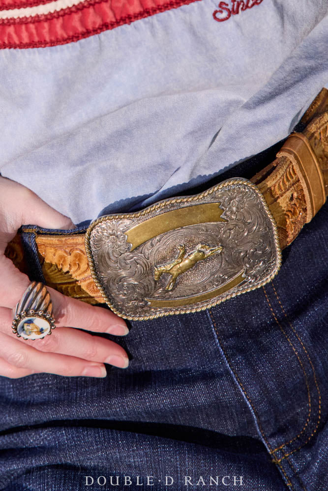 Belt, A Vintage, Buckle, Western, Bronc Rider, Hallmark, Vintage, 1000