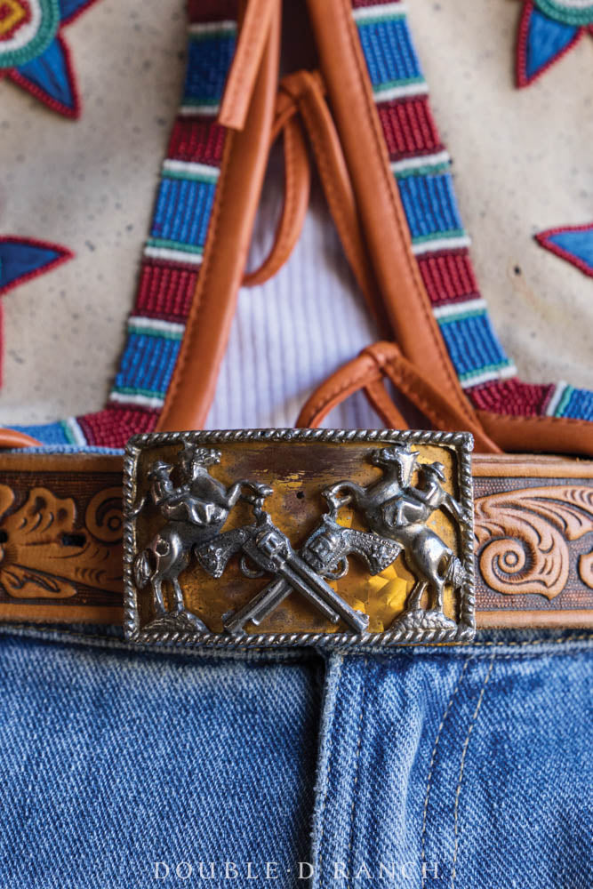 Belt, A Vintage, Buckle, Kitsch, Western Novelty, Vintage, 826