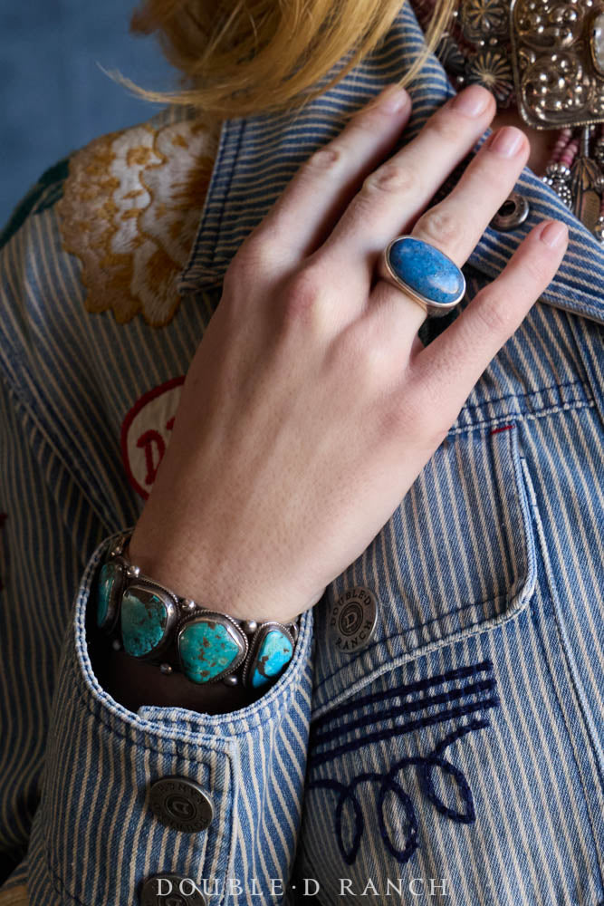Cuff, Natural Stone, Turquoise, Five Stones, Old Pawn, 3909