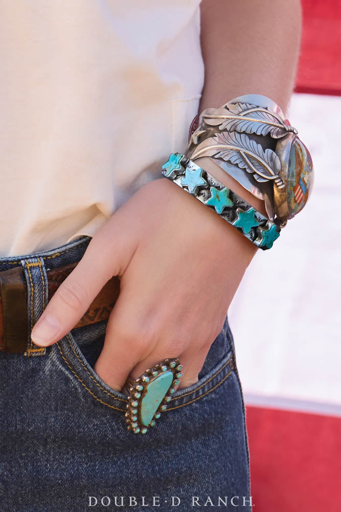 Cuff, Novelty, Turquoise, Stars, Contemporary, 4198
