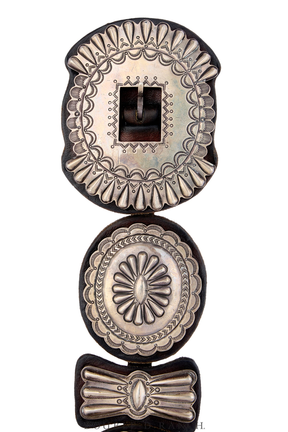 Belt, A Vintage, Concho, Sterling Silver, Sans Hallmark, Vintage, 1214