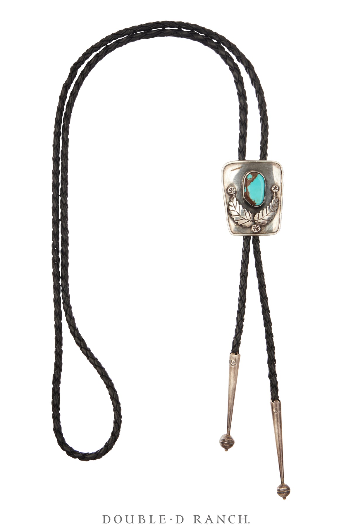 Bolo, Natural Stone, Turquoise, Appliqué, Vintage Mid-Century, 3668