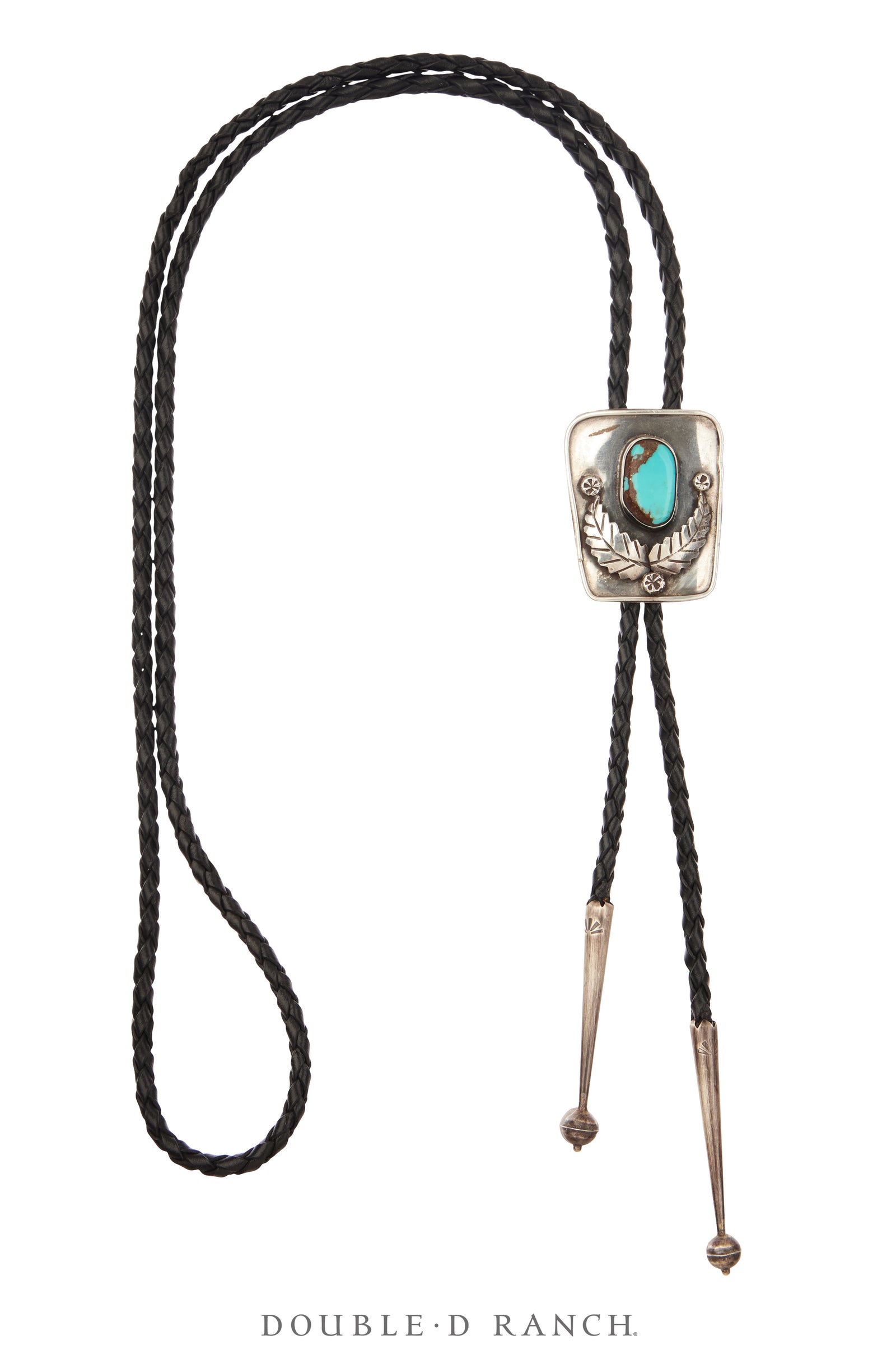 Bolo, Natural Stone, Turquoise, Appliqué, Vintage Mid-Century, 3668