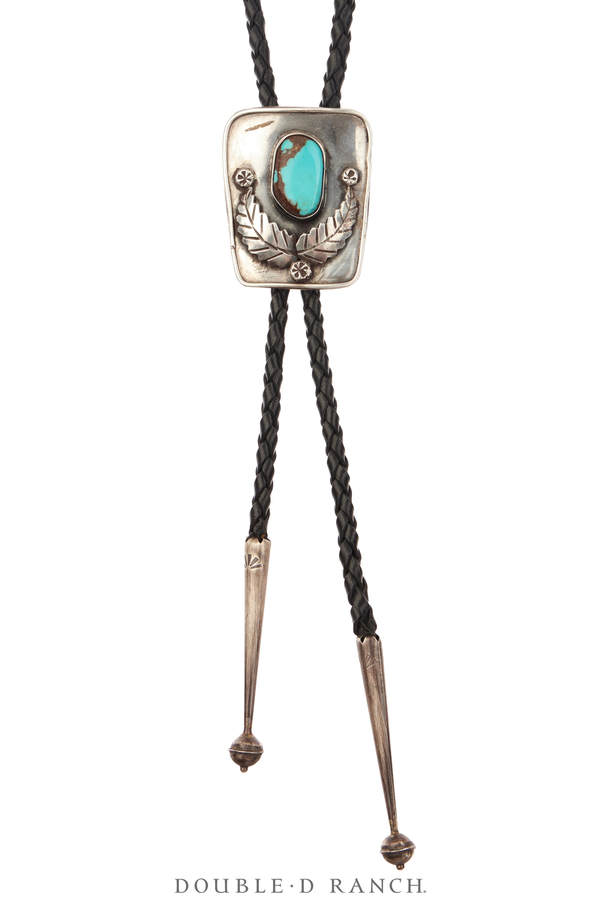 Bolo, Natural Stone, Turquoise, Appliqué, Vintage Mid-Century, 3668