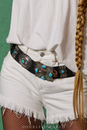 Belt, A Vintage, Concho, Turquoise, Old Pawn, 250