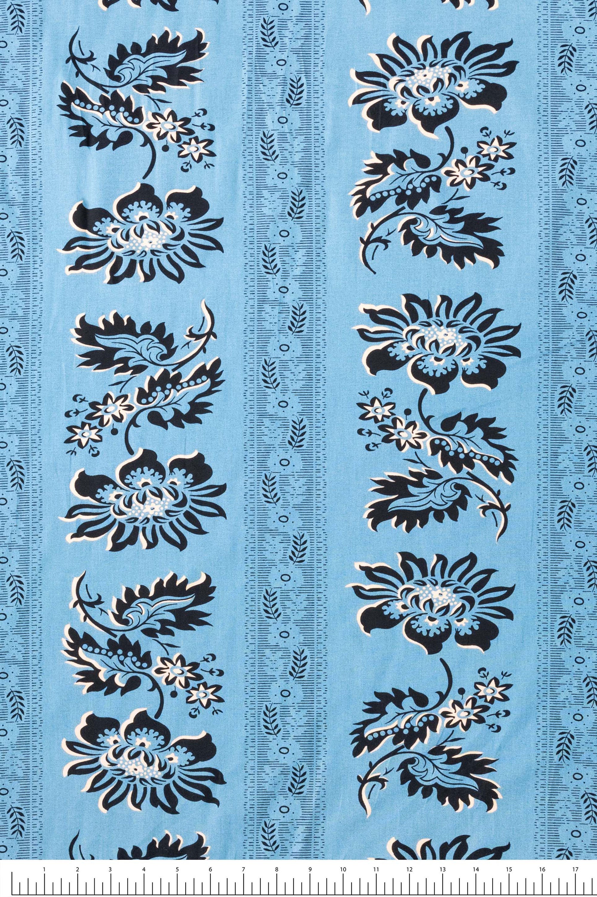 Fabric by the Yard, Print, Americana Bandana, French Provincial Floral Stripe, Capri, 101