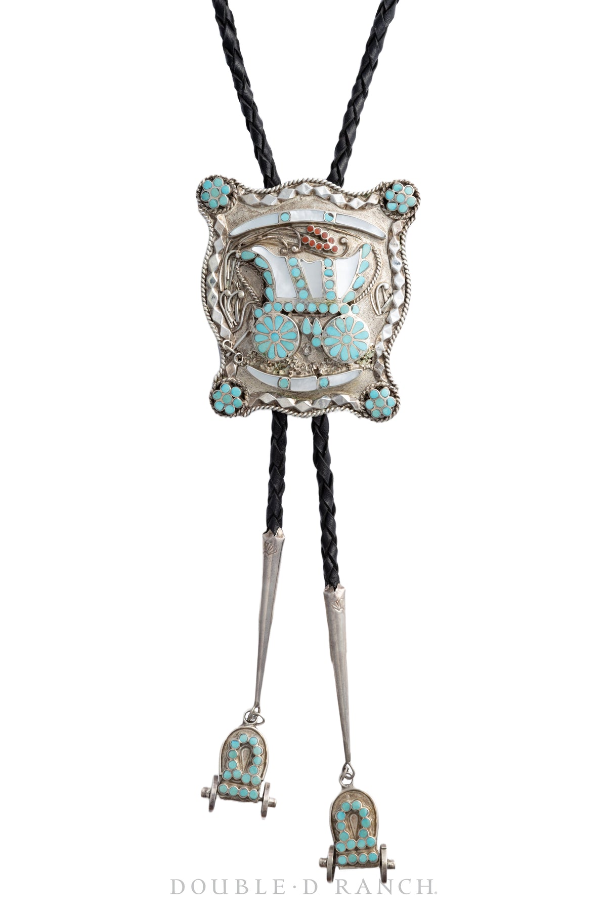 Belt & Bolo Set, Inlay, Conestoga wagon, Dishta, Vintage, 1631