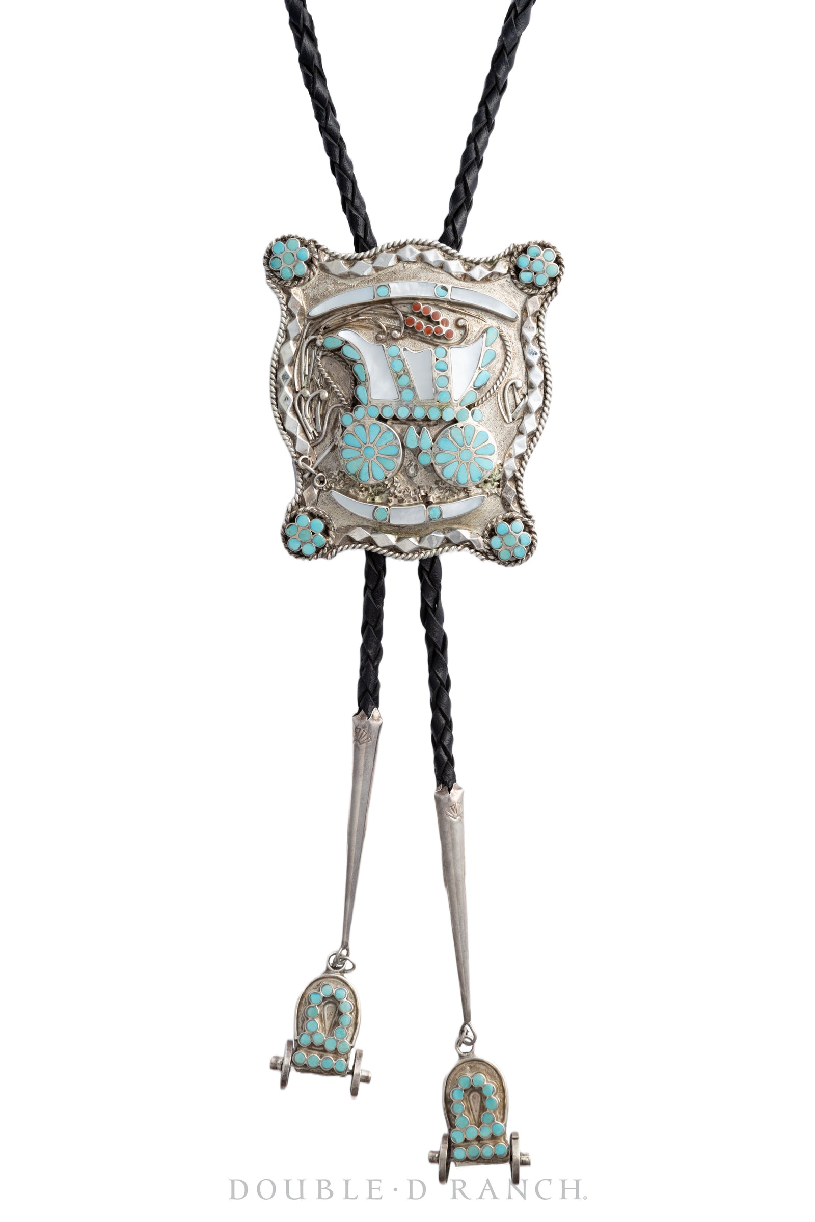 Belt & Bolo Set, Inlay, Conestoga wagon, Dishta, Vintage, 1631