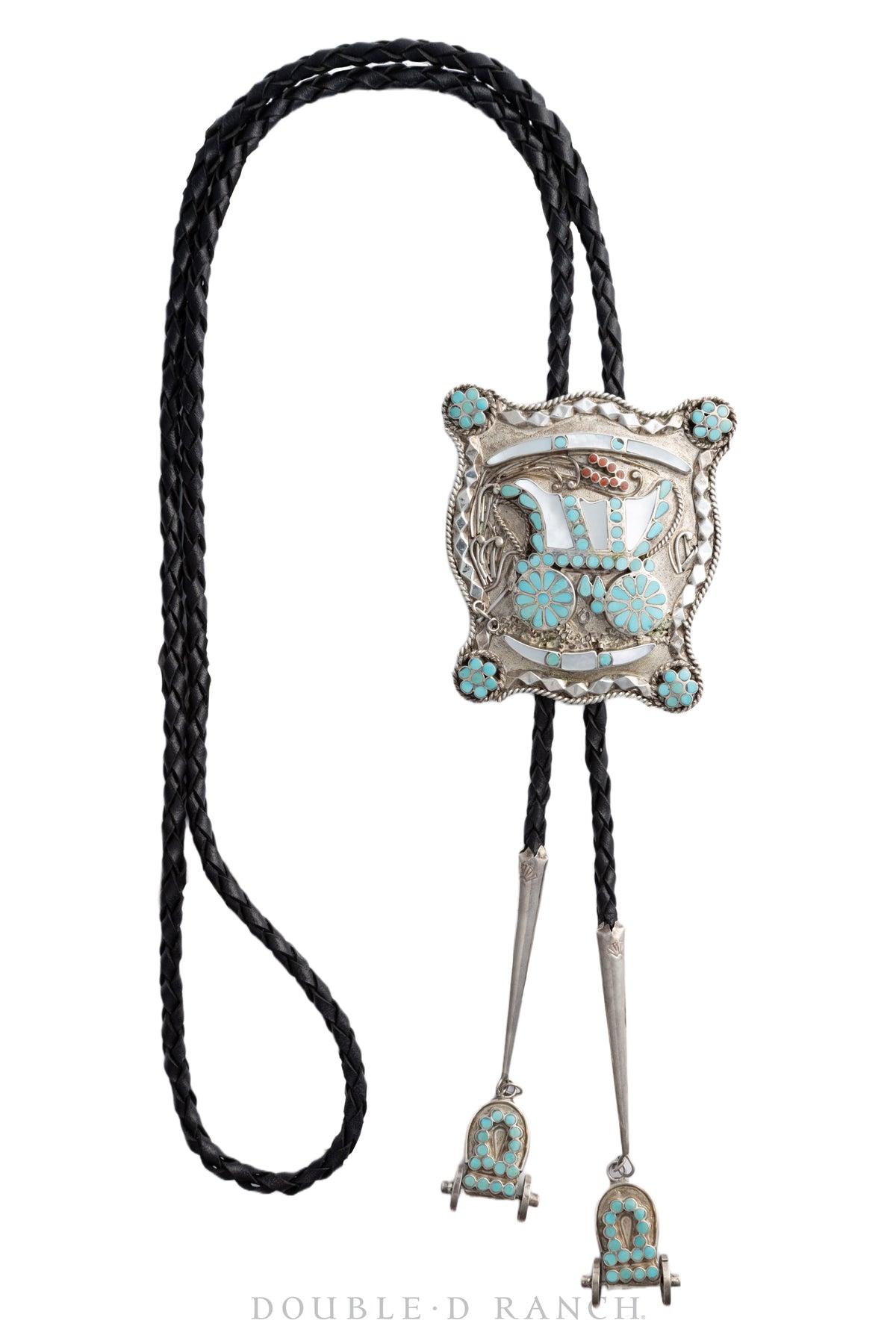 Belt & Bolo Set, Inlay, Conestoga wagon, Dishta, Vintage, 1631