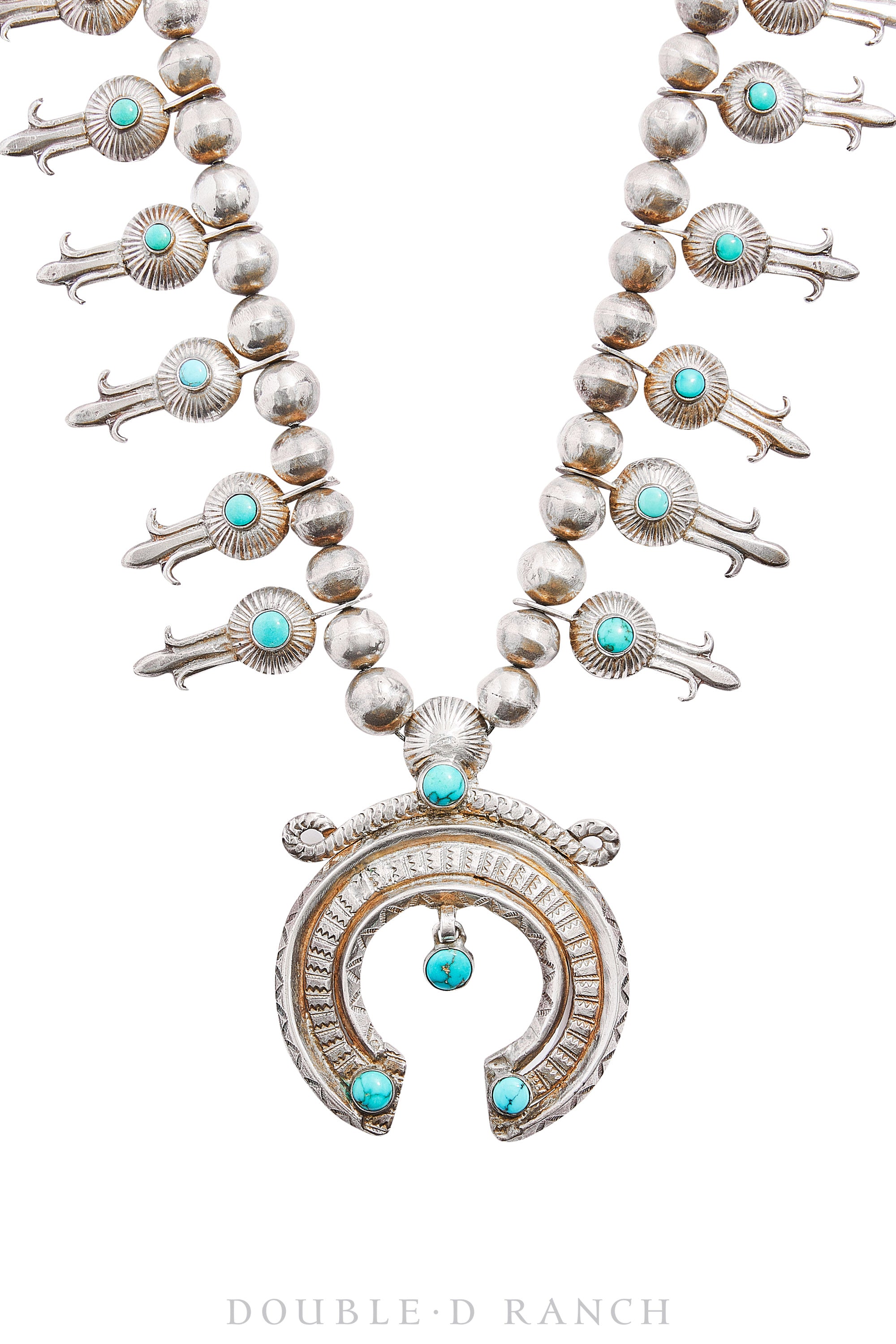 Necklace, Squash Blossom, Turquoise, Etsitty-Tsosie Style, Vintage, 1686