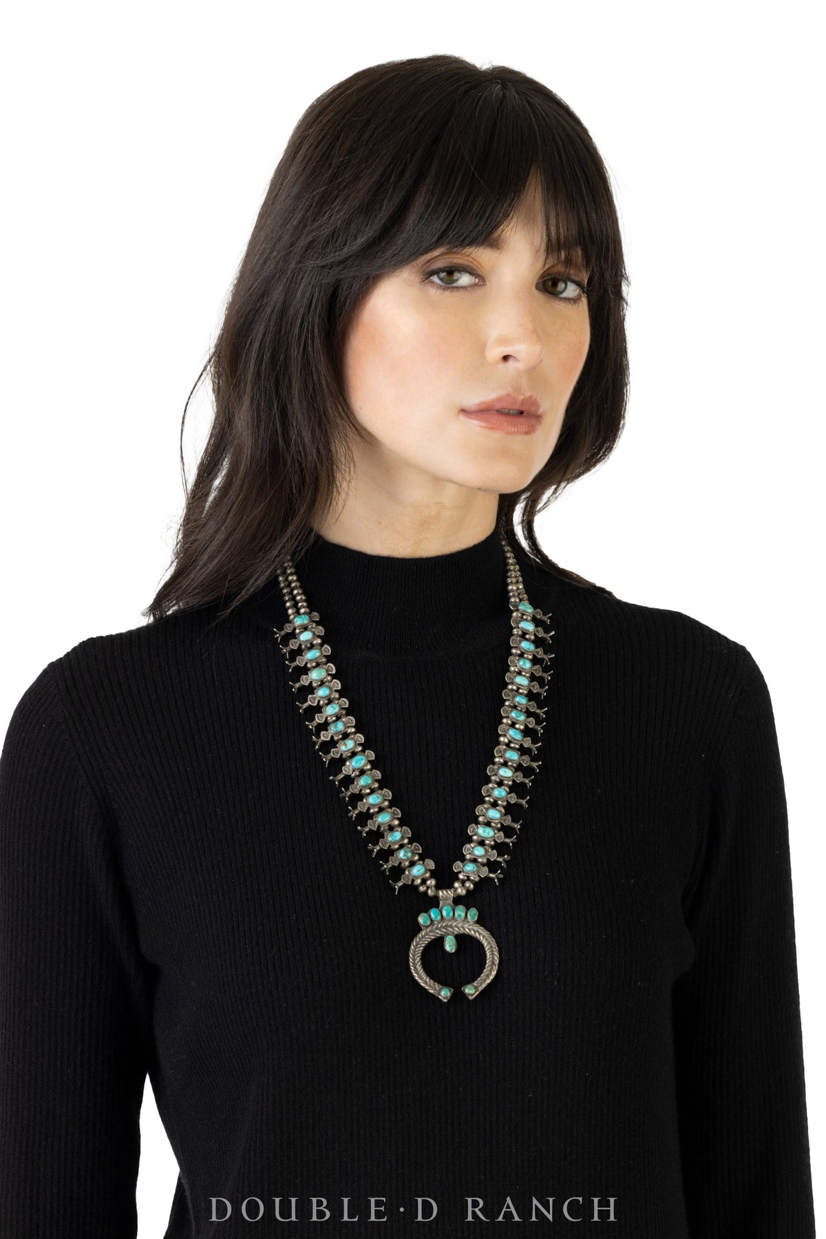 Necklace, Squash Blossom, Turquoise, Vintage, Boxbow, 1940's