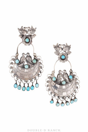 Earrings, Federico, Mazahua, Sterling Silver & Turquoise, Contemporary, 945