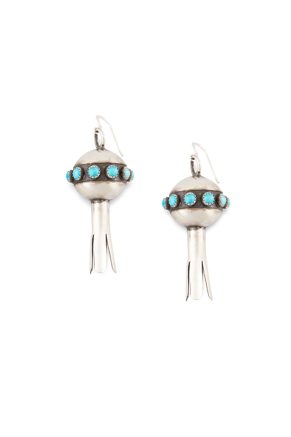 Earrings, Blossom, Turquoise, Navajo, Hallmark, 429