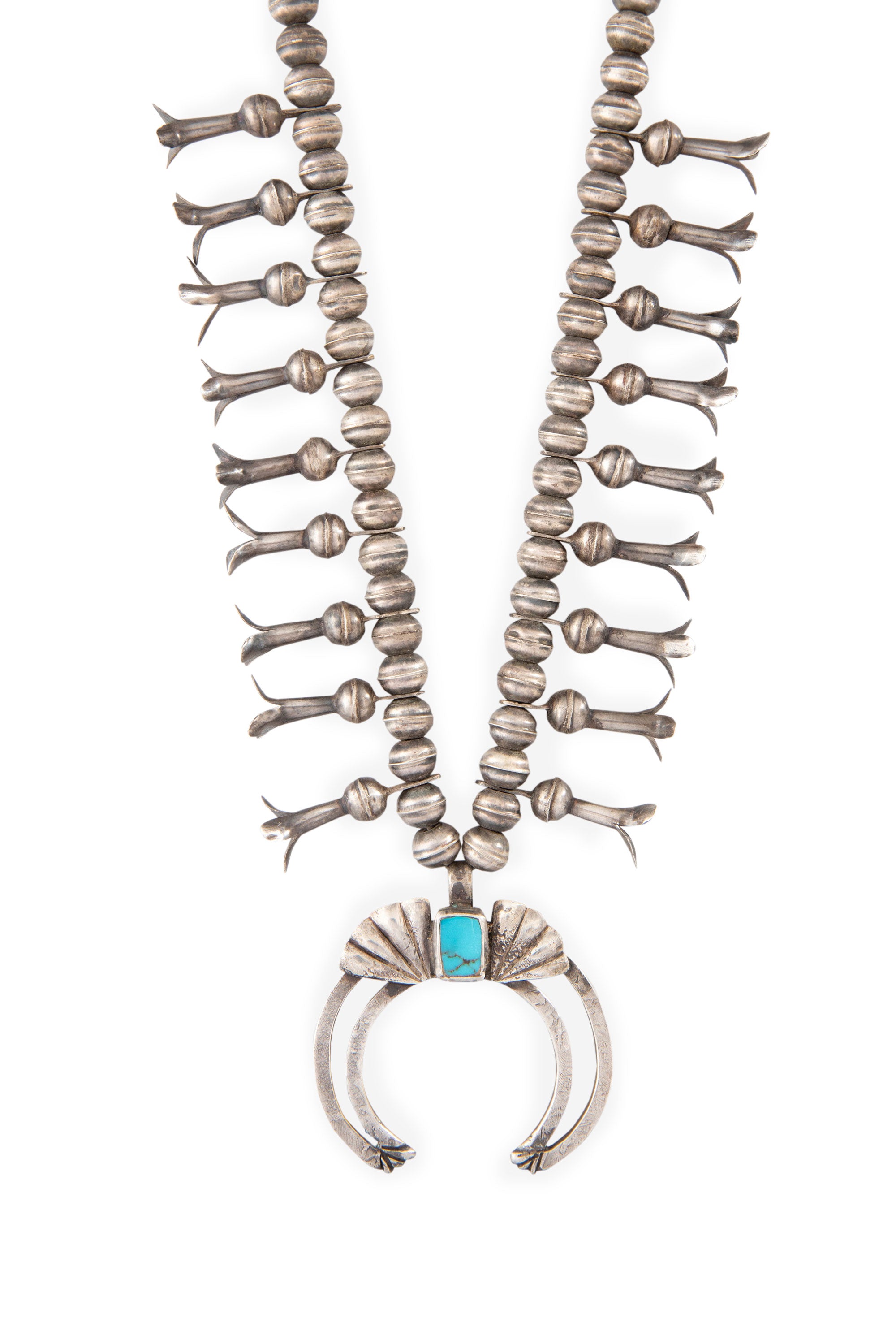 Necklace, Squash Blossom, Turquoise, Vintage, 1940's, 817